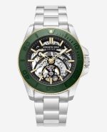 Skeleton Automatic Green Contrast Dial Bracelet Watch