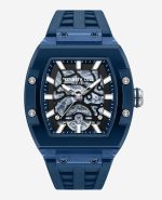 Skeleton Automatic Blue Silicone Strap Watch