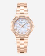 Classic Crystal Lined Outer Dial Rose Gold Bracelet Watch