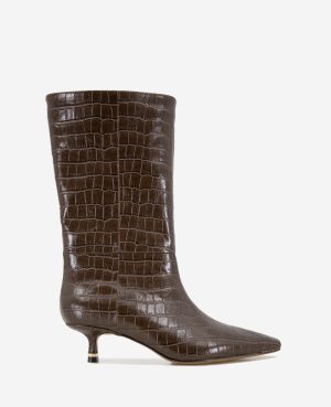 Meryl Leather Croco Bootie
