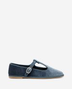 Verona Velvet T-Strap Mary Jane Flat