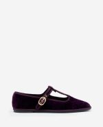 Verona Velvet T-Strap Mary Jane Flat