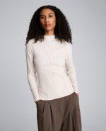 Mock Neck Long Sleeve Rib Chevron Sweater