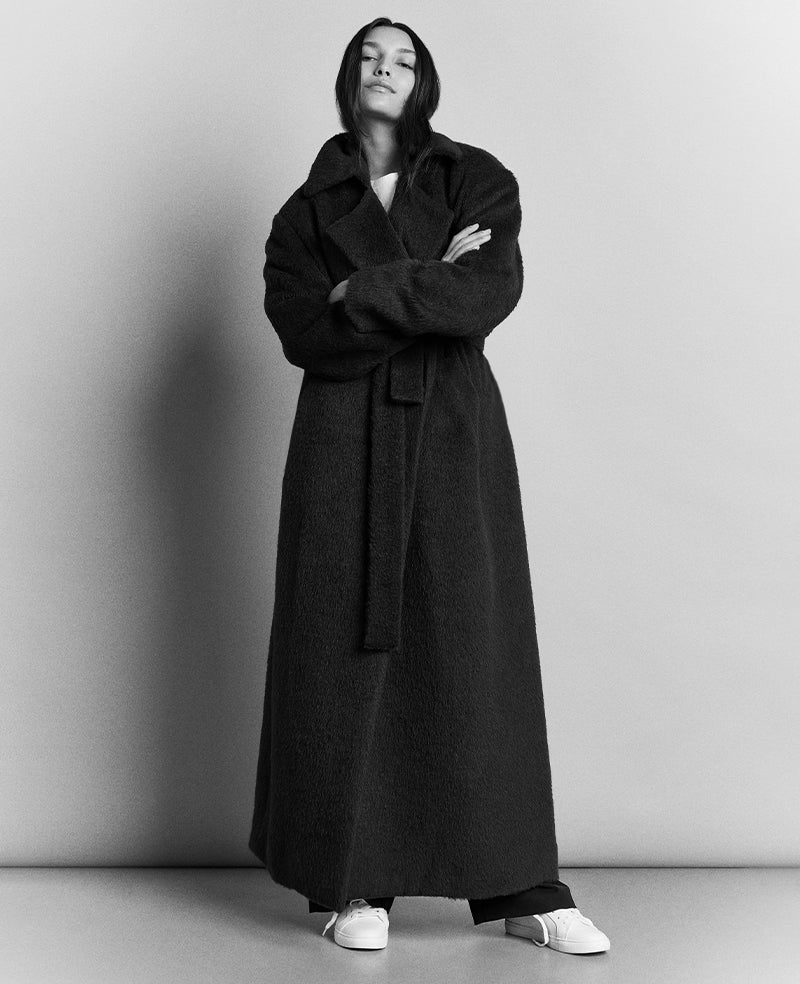 Brushed Wool Blend Belted Trench Coat - Image 2