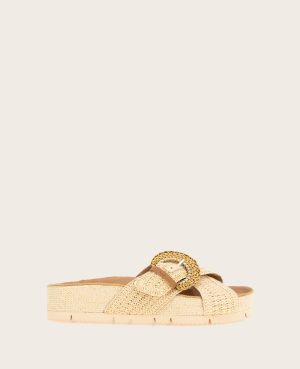 GENTLE SOULS - Louisa X Band Raffia Platform Slip On