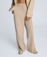 Fly Front High Rise Wide Leg Boyfriend Pant