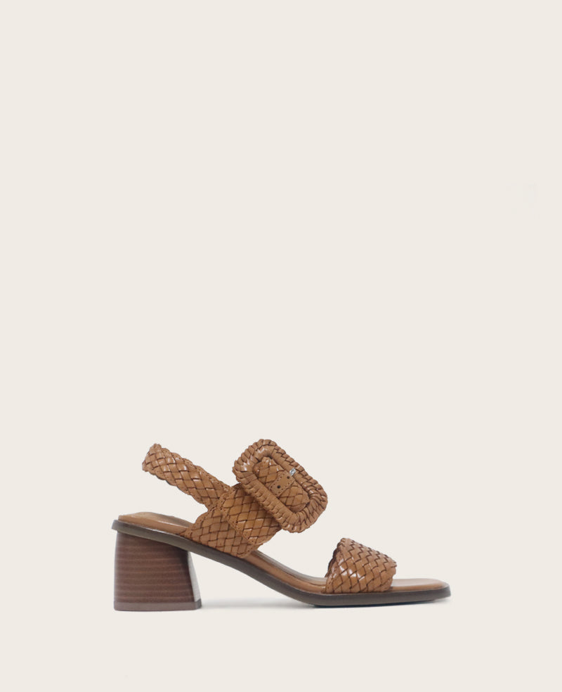 GENTLE SOULS - Madylyn Woven Leather Heel Sandal