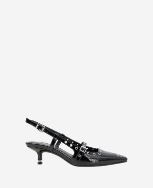 Martha Patent Eyelet Slingback Kitten Heel