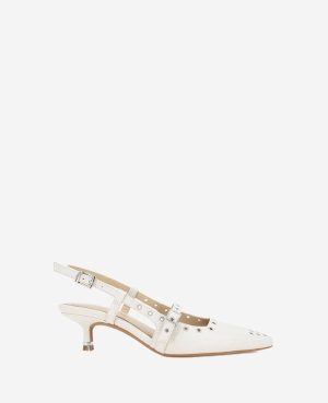 Martha Patent Eyelet Slingback Kitten Heel