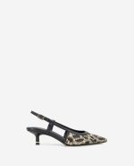 Martha Leopard Raffia Kitten Heel Slingback