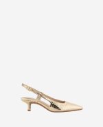 Martha Metallic Croco Slingback Kitten Heel