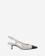 Martha Tweed Cap Toe Slingback Kitten Heel