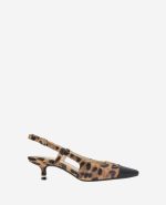 Martha Leopard Suede Cap Toe Slingback Kitten Heel