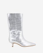 Meryl Leather Metallic Croco Bootie