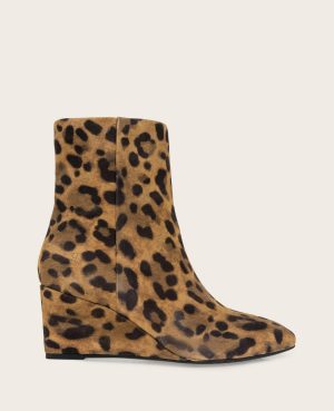 GENTLE SOULS - Nash Leopard Suede Side Zip Wedge Bootie