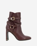 Nellie Leather Buckle Heel Ankle Bootie