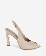 Priya Leather Peep-Toe Slingback Heel