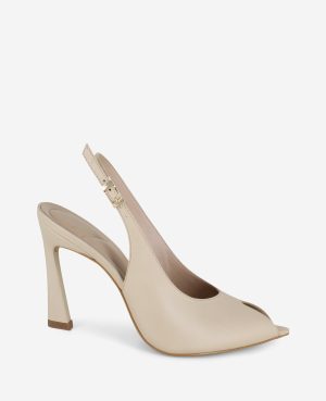 Priya Leather Peep-Toe Slingback Heel