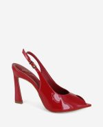Priya Patent Peep-Toe Slingback Heel