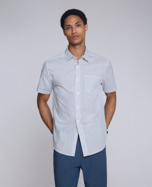 Printed Short Sleeve Pocket Button-Down Shirt