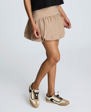 Pull-On Bubble Hem Mini Skirt