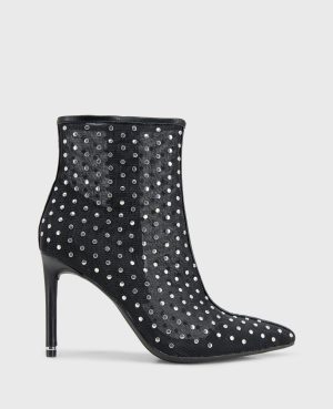 Quincy Mesh Micro Stud Heel Ankle Bootie