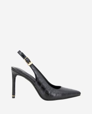 Quinnly Leather Croco Slingback Heel