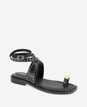 Raven Leather Studded Sandal