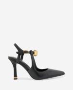 Romi Leather Hardware Ankle Slingback Heel