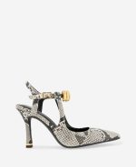 Romi Snake Print Hardware Ankle Slingback Heel