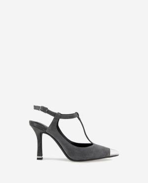 Romi T-Strap Suede Slingback Heel