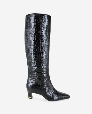 Rubia Croco Patent Tall Heel Boot