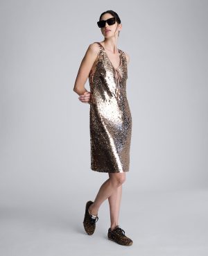 Pailette Sequin Sleeveless V-Neck Mini Dress