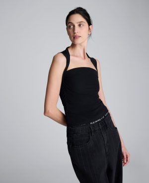 Sleeveless Square Neck Knit Mesh Top