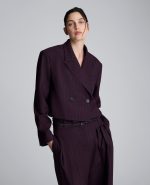 Pinstripe Double Breasted Cropped Jacket