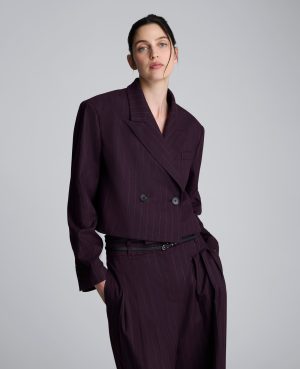 Pinstripe Double Breasted Cropped Jacket