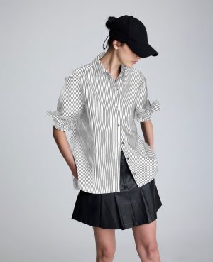Stripe Poplin Button Front Shirt