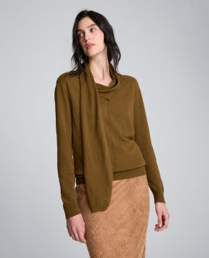 V-Neck Scarf Sweater