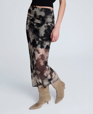 Side Rouched Midi Skirt