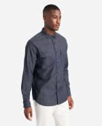 Slim-Fit Organic Stretch Denim Two Pocket Shirt