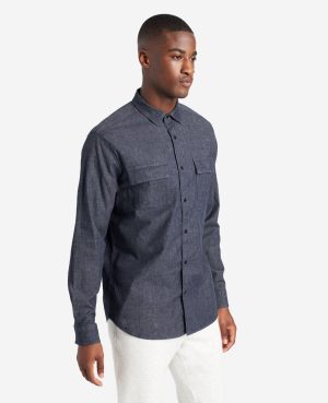 Slim-Fit Organic Stretch Denim Two Pocket Shirt