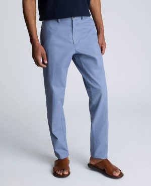 Linen Blend Slim Fit Flat Front Chino Pant
