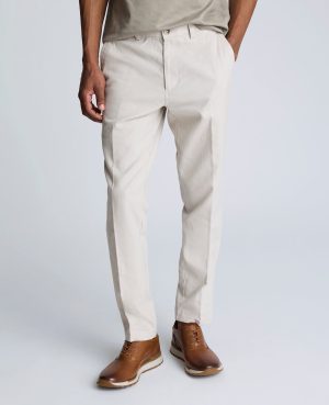 Linen Blend Slim Fit Flat Front Chino Pant