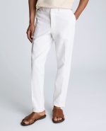 Linen Blend Slim Fit Flat Front Chino Pant