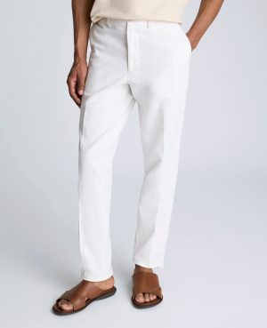 Linen Blend Slim Fit Flat Front Chino Pant