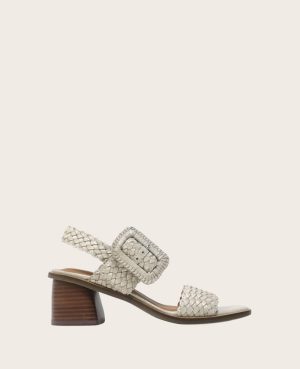 GENTLE SOULS - Madylyn Metallic Woven Leather Heel Sandal