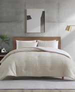 Serenity Wavy Lines Beige Comforter Set