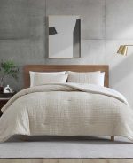 Serenity Wavy Lines Beige Duvet Cover Set